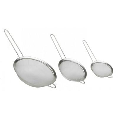 Home Basics 3 Piece Mesh Stainless Steel Strainer Set, Silver