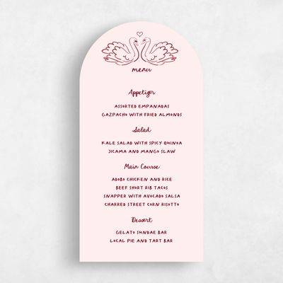 Pink Arch Wedding Menu - Somero