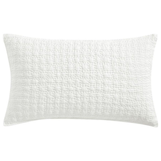 Linen Garment Wash Quilted Sham, White, King