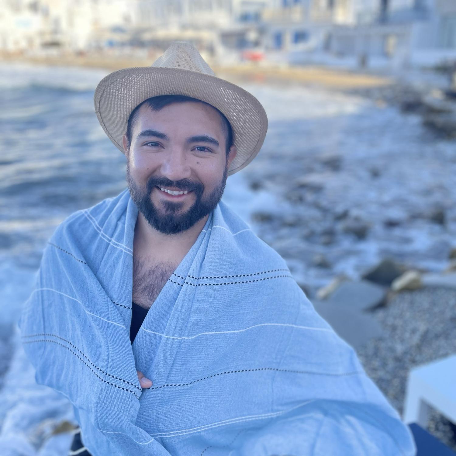 My future, I could not be happier than looking at this photo of you in our favorite place, Greece, and the buzz of energy and happiness you’ve brought to my life. -Abe