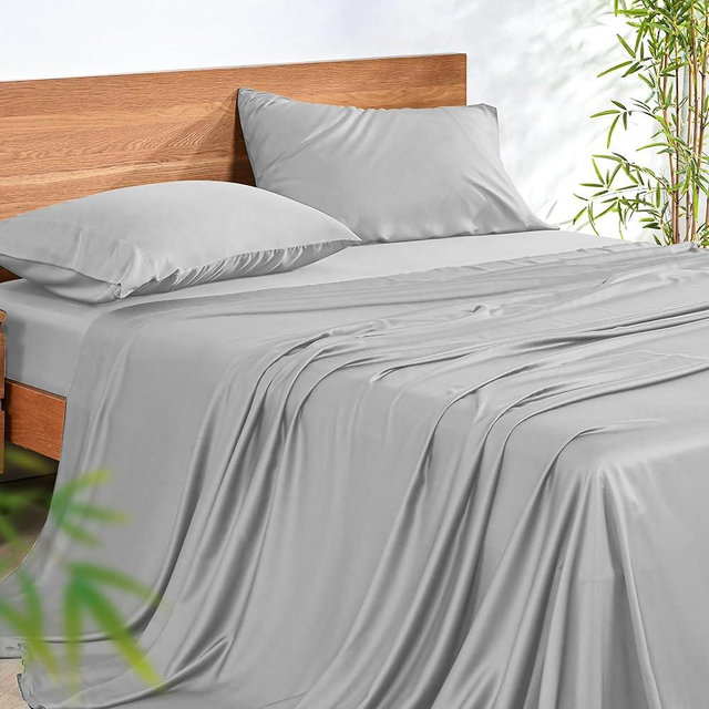 NATUREFIELD King Size Bamboo Sheets 4 Piece Sheet Set - 100% Rayon from Bamboo, Cooling & Breathable, 16" Deep Pocket Fitted Sheet, 125 GSM, 200+ Density Luxury Hotel Bedding
