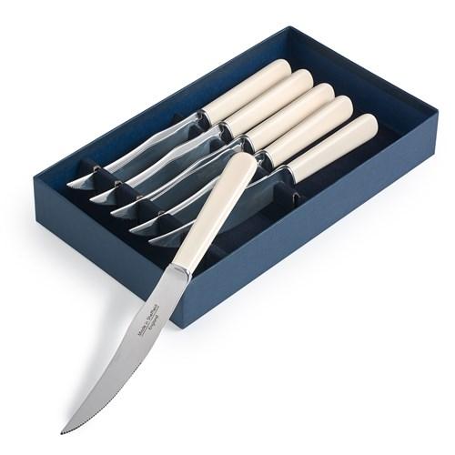 Cream Handled Single Hump Steak Knives, Box of 6