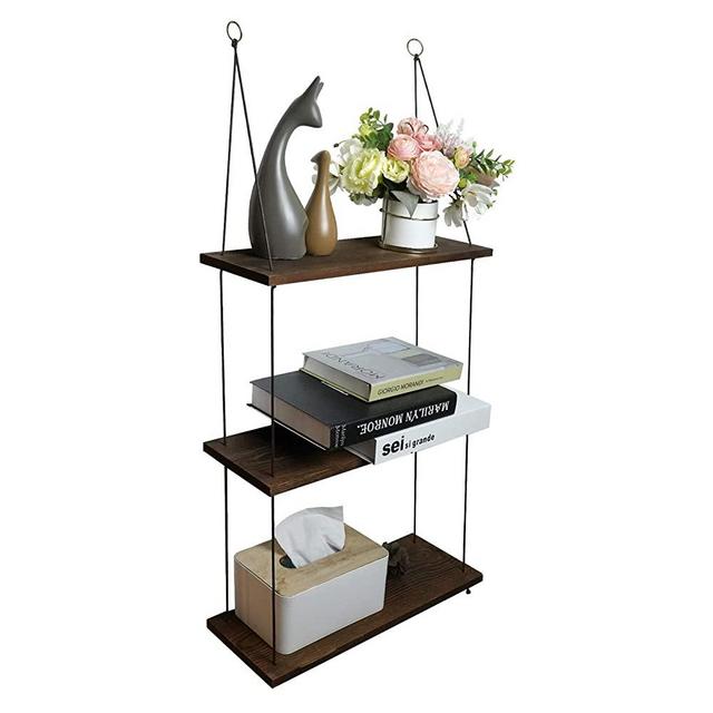 OXV 3 Tier Rustic Floating Wall Shelves, Decor Hanging Display Shelf for Plants, Pictures and Small Decor Pieces, Decoration for Bedroom Living Room Bathroom and Kitchen