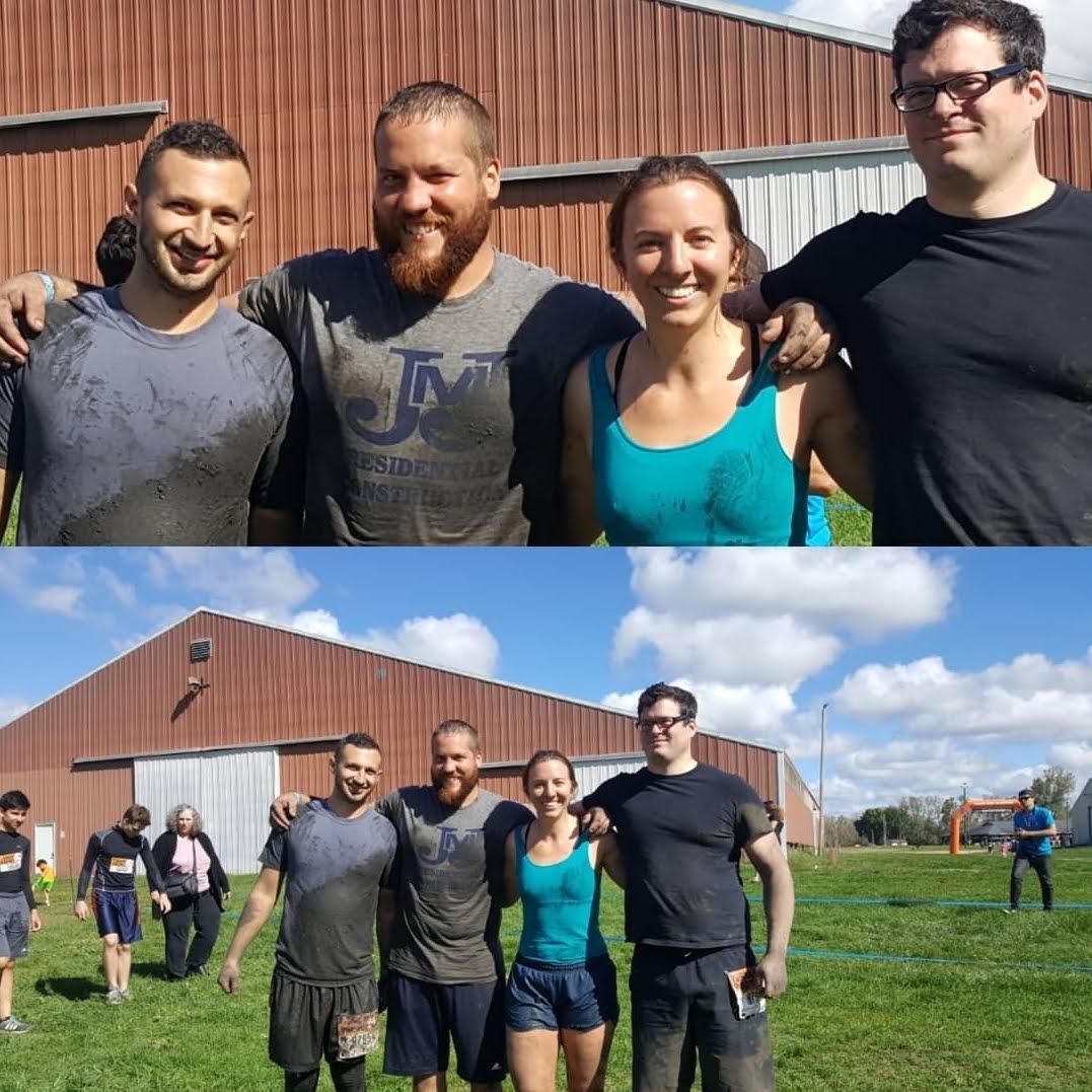 After completing the Terrain Race, with friends and groomsmen Nathan Lizzio and Zach Smith; September 2018.