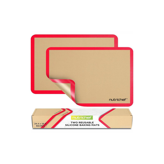 Nutrichef 2 - Pc Silicone Baking Mats - Brown & Red