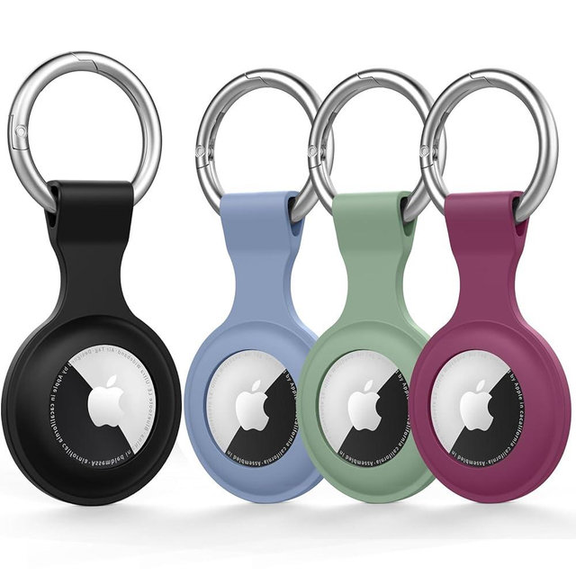 4 Pack for Airtag Holder Case with Keychain, Soft Silicone Airtags Key Ring Cases Cover Tags Chain for Apple Air Tag GPS Item Finders Accessories, for Backpack, Luggages, Pets (4Pack F)