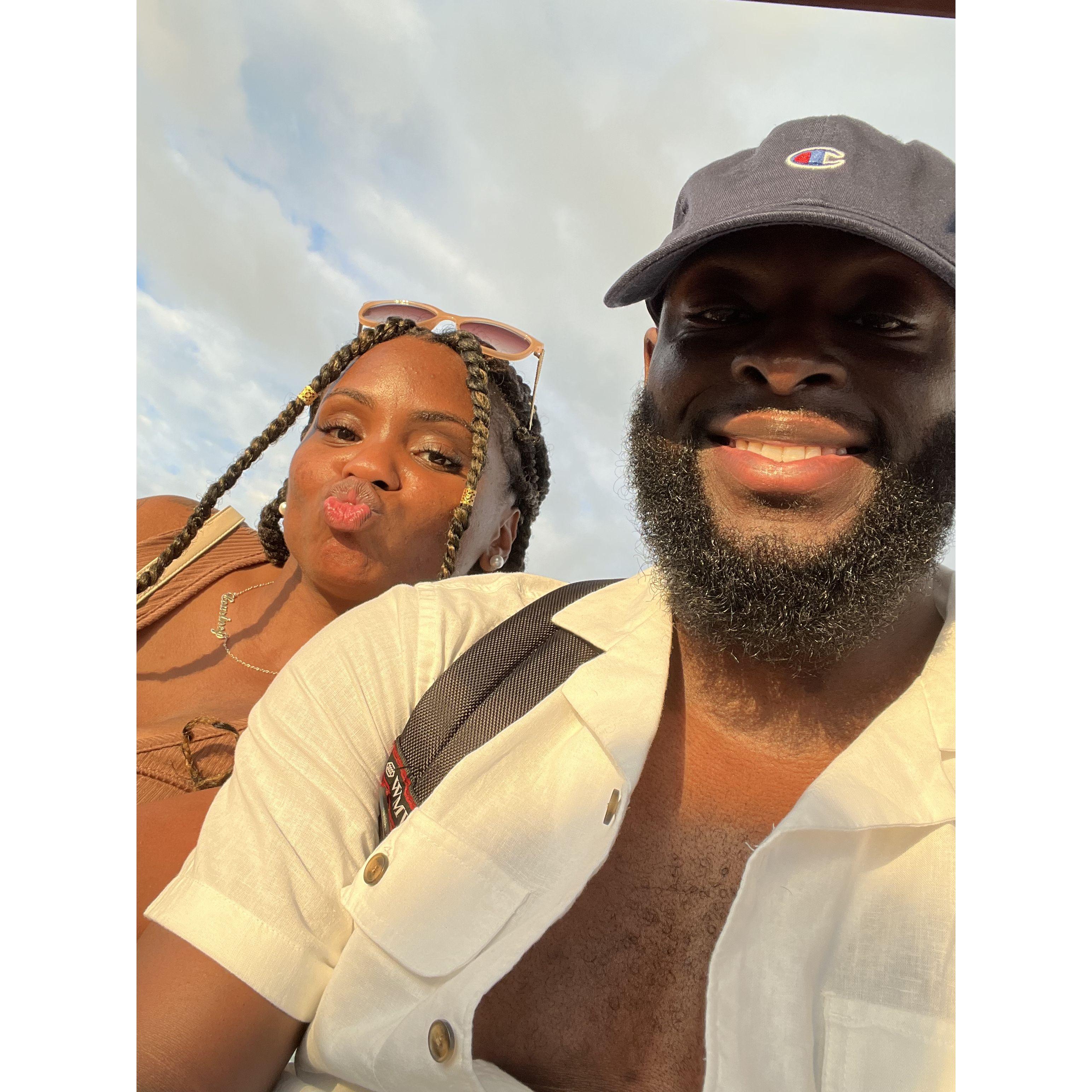 This is the first day of our Baecation and shortly before this picture was taken, Courtney almost had a panic attack from a pelican minding his own business on the boardwalk.