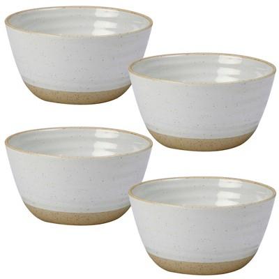 Certified International Artisan Ceramic Dessert Bowls 28oz White/Brown - Set of 4