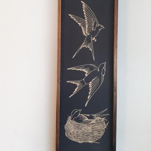 Swallows on Wood Vertical Wall Art