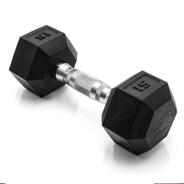 CAP 15lbs Coated Hex Dumbbell with Contoured Handle