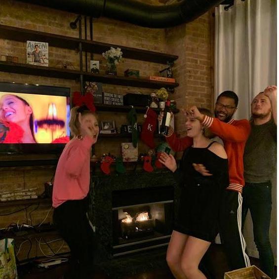 How our dinner parties usually end: dancing, wine, & Ariana Grande