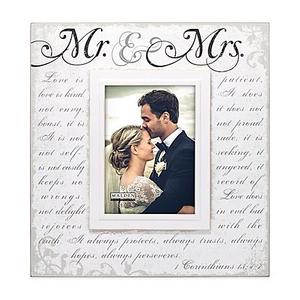 Malden® 5-Inch x 7-Inch "Mr. & Mrs." Photo Frame in White