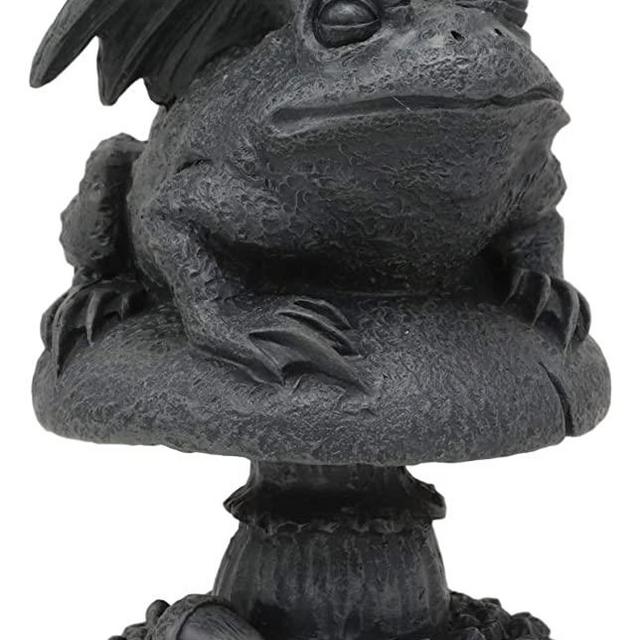 Ebros Gothic Horned Toad Frog Gargoyle with Wings Crouching On Toadstool Mushroom Figurine Mythical Fantasy Decor of Gargoyles Statue 5" Tall for Medieval Renaissance Castles and Cathedrals Fans