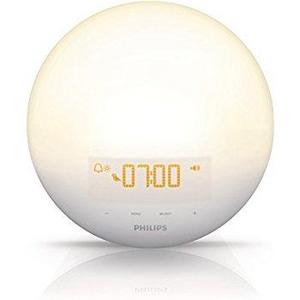 Philips Wake-Up Light with Colored Sunrise Simulation Alarm Clock & sunset fading night light, White HF3520