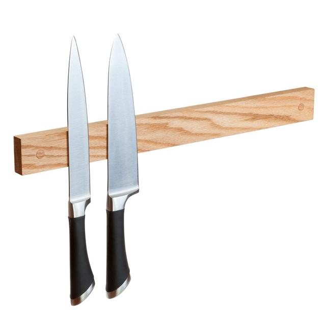 Powerful Magnetic Knife Strip, Solid Wall Mount Wooden Knife Rack, Bar. Unique gift Made in USA (Oak, 18&quot;)