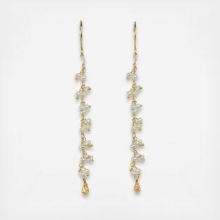 Long Gemstone Dangle with Pod Earrings