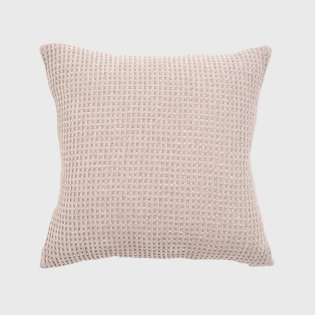 20"x20" Oversize Chenille Shiny Waffle Knit Square Throw Pillow Light Gray - Evergrace