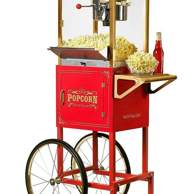 Nostalgia Popcorn Maker Machine - Professional Cart With 10 Oz Kettle Makes Up to 40 Cups - Vintage Popcorn Machine Movie Theater Style - Red
