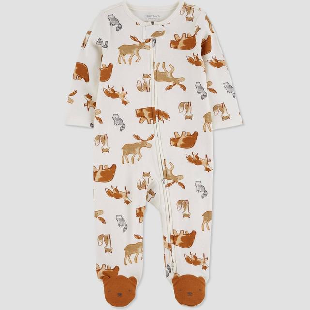 Carter's Just One You®️ Baby Boys' Wild Footed Pajama - Brown/Cream 9M