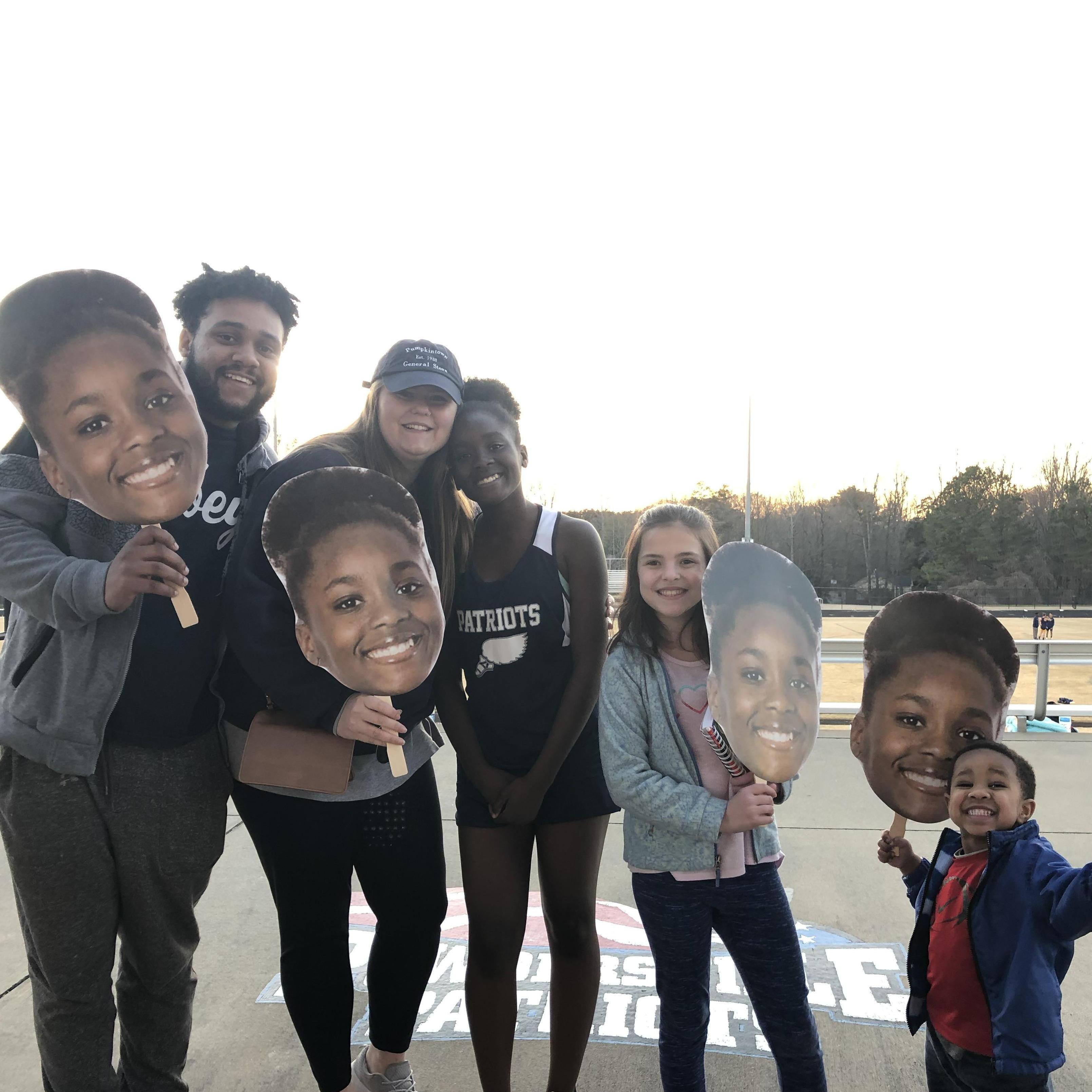 Shes smiling for the picture, but she did not appreciate the signs.... March 2019