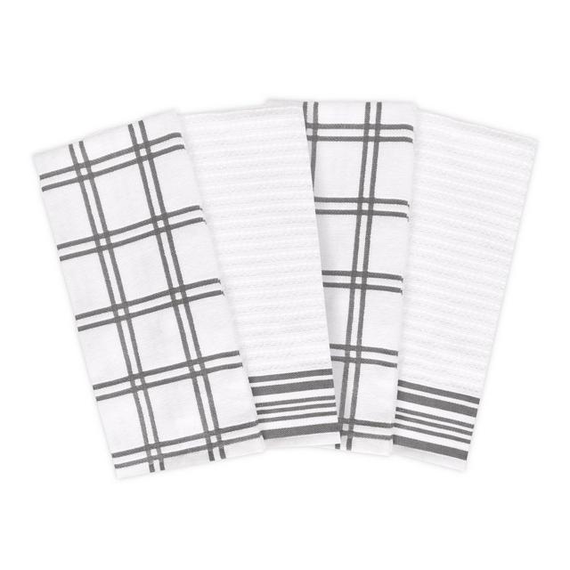KitchenSmart® Colors Plaid Kitchen Towel Set in Grey (Set of 4)