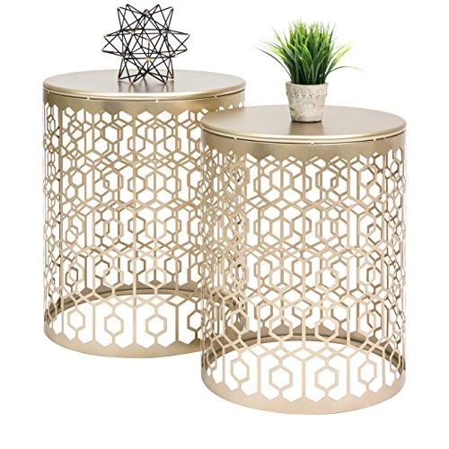 Best Choice Products Indoor Outdoor Decorative Nesting Round Side End Accent Coffee Table Nightstands, Set of 2