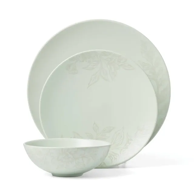 Oneida 12pc Dinnerware Set Roseto Soft Sage