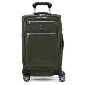 Travelpro Platinum Elite Softside Expandable Carry on Luggage, 8 Wheel Spinner Suitcase, USB Port, Suiter, Men and Women, Pilot Green, Carry On 21-Inch