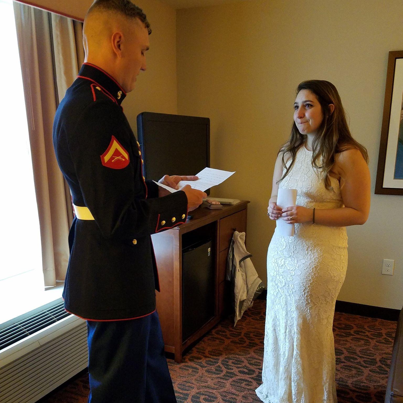 They read each other their vows once they were back at the hotel.  There wasn't a dry eye in the room.
