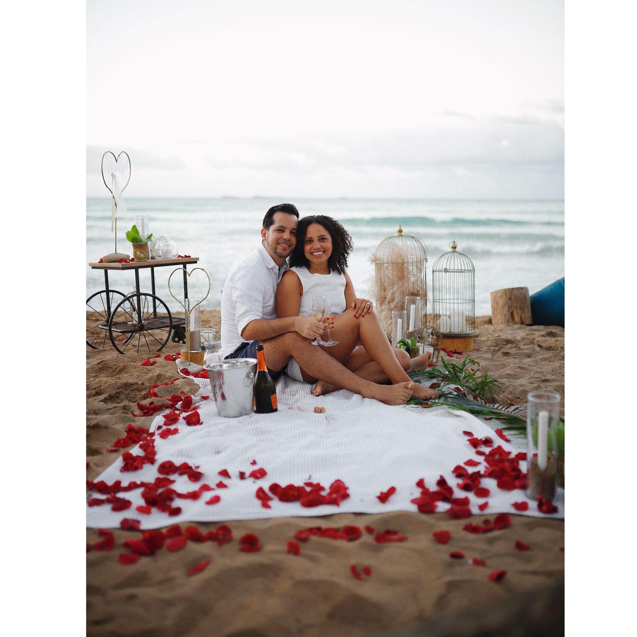 Daniel's surprise picnic spread at our favorite beach and spot in the Dominican Republic - Playa Bonita, Las Terrenas
