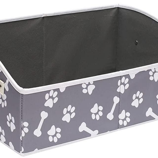 Morezi Linen-Cotton Blend Dog Toy Basket and Dog Toy Box, Dog Toy Basket Storage - Perfect for organizing pet Toys, Blankets, leashes, chew Toys - Bone Paw