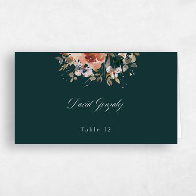 Dark Emerald, Green Wedding Place Card - Fenella