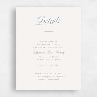 Storm Blue Wedding Enclosure - Mabel