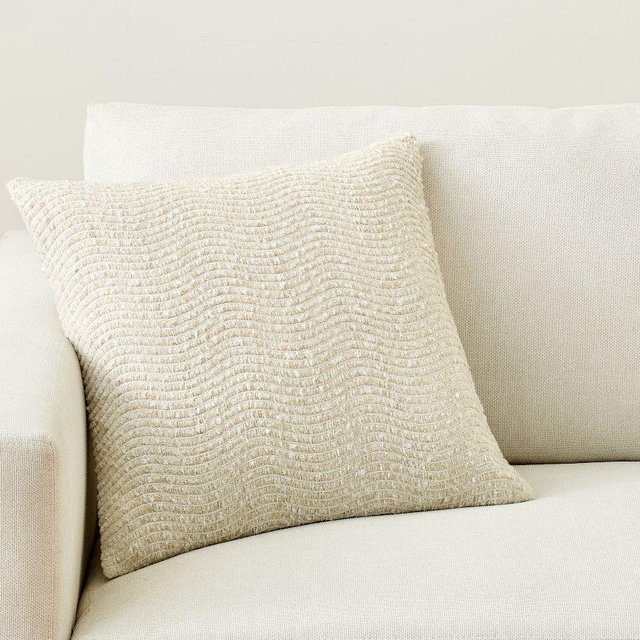 Monaco Woven Pillow Cover, Ivory, 20"