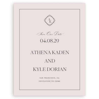 Light Mauve, Purple Wedding Digital Save the Date - Ragusa Portrait