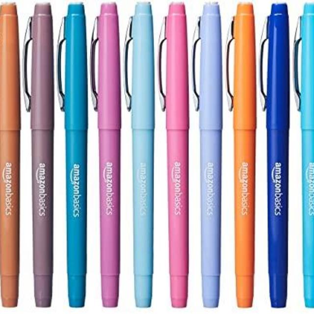 Amazon Basics Felt Tip Marker Pens - Assorted Color, 24-Pack