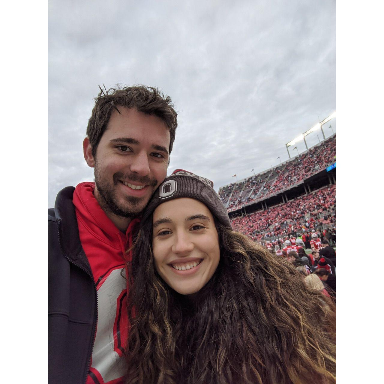 First Ohio State game together, rushing the field
