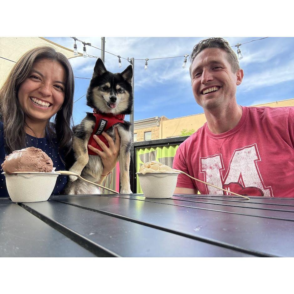 Ice cream with our favorite silly puppy