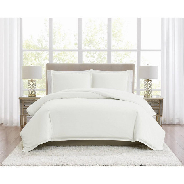 Borghese Queen Roma 400TC Percale Duvet Cover Set White