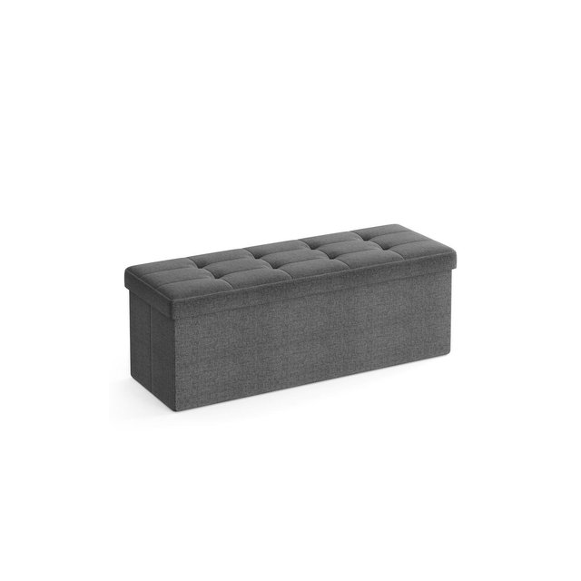 SONGMICS 43 Inches Folding Storage Ottoman Bench Bedroom Bench with Storage Holds up to 660 lb Dark Gray
