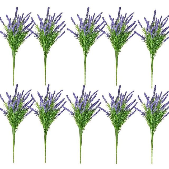 10 Bundles Artificial Lavender for Wedding Decor and Table Centerpieces, Rustic Farm House Decor for Home, Kitchen, and Office, Ideal Silk Flower Arrangements