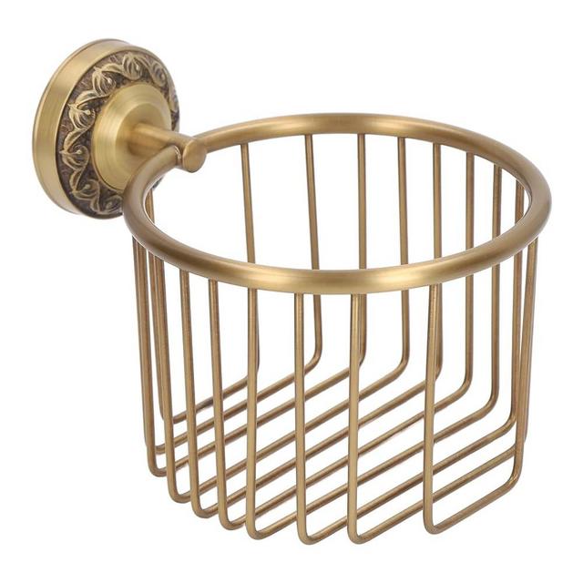 Brass Antique Toilet Roll Holder, Stable Wall Mount Paper Towel Rack, Metal Toilet Paper Holder Stand Tissue Paper Roll Dispenser for Bathroom