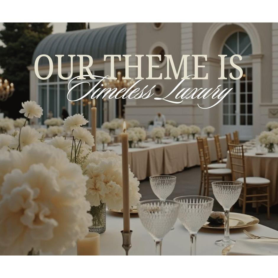 We love old, classic, luxury vibes with a monochrome color pallet of black and white.