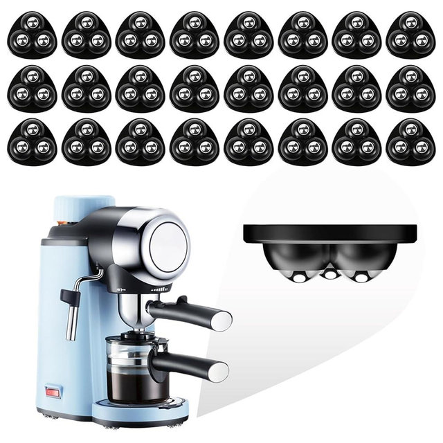 Self Adhesive Caster Wheels for Countertop - Furniture Sliders & Appliance Rollers for Kitchen, Coffee Machine, Blender, Oven - Easily Solves The Problem of Desktop Sliding (Black, 24pcs)