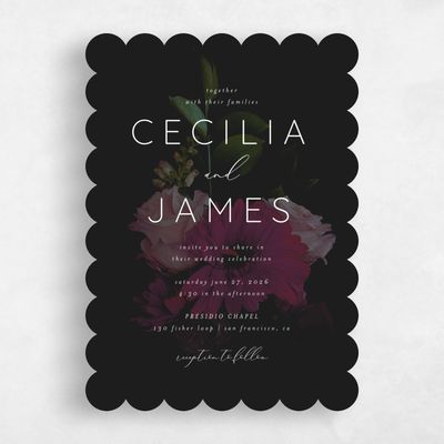 Black Scalloped Wedding Invitation - Kylan Portrait