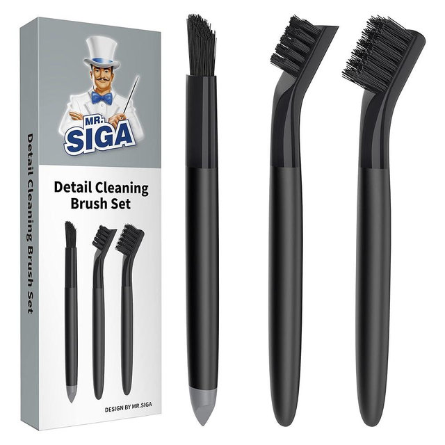 MR.SIGA Grout Cleaner Brush Set, Detail Cleaning Brush Set for Tiles, Sinks, Drains, Grout Brush for Edge, Crevice Cleaning