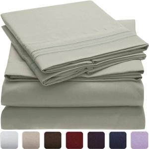 Mellanni Bed Sheet Set - HIGHEST QUALITY Brushed Microfiber 1800 Bedding - Wrinkle, Fade, Stain Resistant - Hypoallergenic - 4 Piece (Queen, Spa Mint)