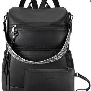 BOSTANTEN PU Leather Laptop Backpack for Women Designer Travel Backpack with Laptop Compartment Ladies Computer Shoulder Bags