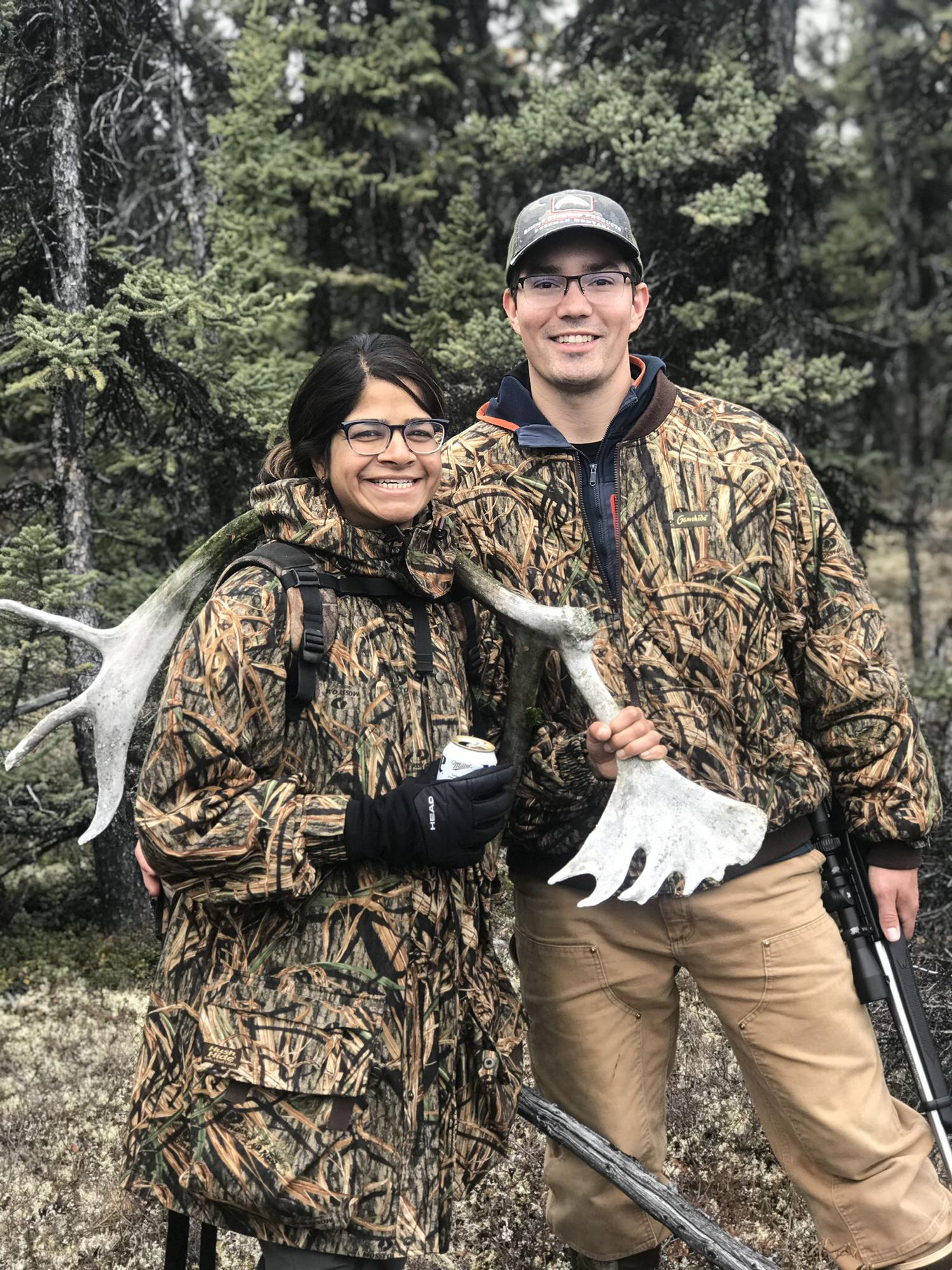 Finding caribou shed in the woods at Lake Louise - Sept 2019