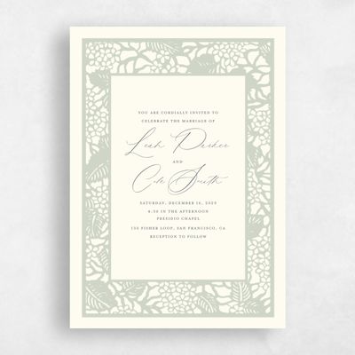 Grassy Sage, Green Wedding Invitation - Stelo Portrait